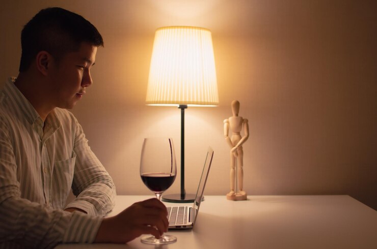 man working on table